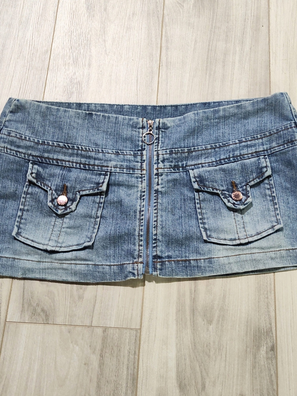 Zana Di Vintage Y2K Denim Micro Mini Skirt with Front Zip